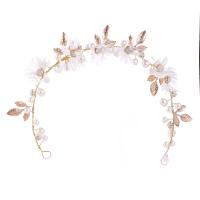 Bridal Hair Band, Zinc Alloy, with Plastic Pearl, fashion jewelry & for woman, gold, 300mm 