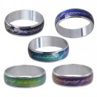Mood Finger Ring, Brass, silver color plated, Unisex & epoxy gel & change their color according to the temperature, 6mm 