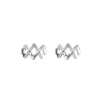 Sterling Silver Stud Earring, 925 Sterling Silver, Wave, for woman, silver color, 10mm 