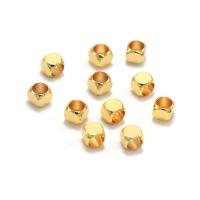 Groß Loch Messing Perlen , Quadrat, goldfarben plattiert, DIY, metallische Farbe plattiert, 5mm, verkauft von PC