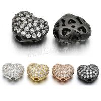 Brass Spacer Beads, Heart, plated, DIY & micro pave cubic zirconia & hollow Approx 1.3mm 