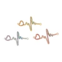 Rhinestone Brass Connector, Electrocardiographic, plated, micro pave cubic zirconia & 1/2 loop Approx 1mm 