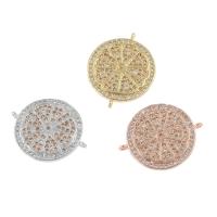 Rhinestone Brass Connector, Round, plated, micro pave cubic zirconia & 1/2 loop Approx 1mm 