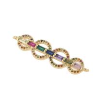 Cubic Zirconia Micro Pave Brass Connector, plated, micro pave cubic zirconia & 1/2 loop, multi-colored Approx 1mm 