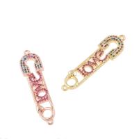 Cubic Zirconia Micro Pave Brass Connector, plated, micro pave cubic zirconia & 1/2 loop Approx 2mm 