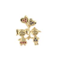 Cubic Zirconia Micro Pave Brass Pendant, gold color plated, micro pave cubic zirconia, two different colored Approx 3.5mm 