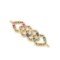 Cubic Zirconia Micro Pave Brass Connector, gold color plated, micro pave cubic zirconia & 1/2 loop, multi-colored Approx 1mm 