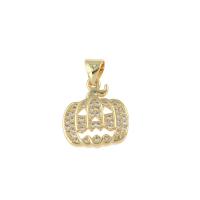 Cubic Zirconia Micro Pave Brass Pendant, Pumpkin, gold color plated, with cubic zirconia, white Approx 2mm 