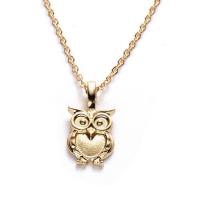 Zinc Alloy Necklace, with Paper, Owl, for woman, gold 