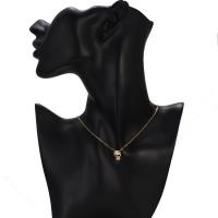 Zinc Alloy Necklace, with Paper, Skull, for woman, gold 