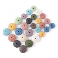 Multicolor Lava Perlen, flache Runde, natürliche & verschiedene Größen vorhanden, keine, Bohrung:ca. 2mm, verkauft von Strang