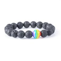 Gemstone Bracelets, Round, rainbow design  10mm,12mm Approx 7.4 Inch 