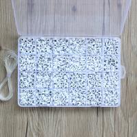 Акрил Бусины, Плоская круглая форма, DIY & эмаль, белый и черный, 7mm, 1200ПК/Box, продается Box