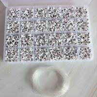 Акрил Бусины, Плоская круглая форма, DIY & эмаль, белый и черный, 7mm, 1620ПК/Box, продается Box