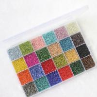 Glass Beads, Round, stoving varnish, handmade & DIY & 24 cells, mixed colors Approx 1mm 