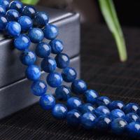 Natürliche Kyanit Perlen, Cyanit, rund, poliert, verschiedene Größen vorhanden, blau, verkauft von Strang