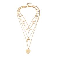 Fashion Multi Layer Necklace, Zinc Alloy, gold color plated  & twist oval chain & for woman, 20mm,25mm Approx 12.6 Inch 