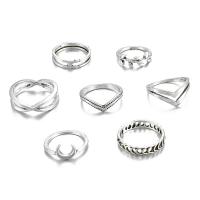 Zinc Alloy Ring Set, silver color plated, 7 pieces & for woman, 7mm,10mm, US Ring .5 