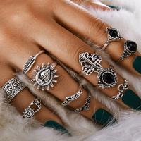 Zinc Alloy Ring Set, silver color plated, eleven pieces & for woman, 10mm,20mm,15mm, US Ring .5 