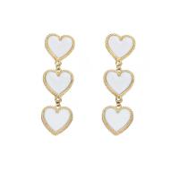 Zinc Alloy Drop Earring, Heart, gold color plated, for woman & enamel, white 
