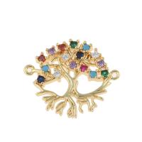 Cubic Zirconia Micro Pave Brass Connector, Tree, plated, with cubic zirconia & 1/2 loop Approx 1.5mm 