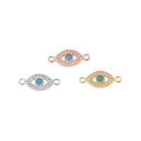 Cubic Zirconia Micro Pave Brass Connector, Evil Eye, plated, micro pave cubic zirconia & 1/2 loop Approx 2mm 
