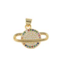 Cubic Zirconia Micro Pave Brass Pendant, silver color plated, micro pave cubic zirconia, multi-colored Approx 3mm 
