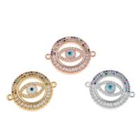 Cubic Zirconia Micro Pave Brass Connector, Evil Eye, plated, micro pave cubic zirconia & 1/2 loop Approx 2mm 