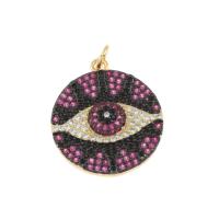 Cubic Zirconia Micro Pave Brass Pendant, Evil Eye, gold color plated, micro pave cubic zirconia, multi-colored Approx 3mm 