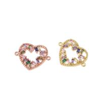 Cubic Zirconia Micro Pave Brass Connector, Heart, plated, micro pave cubic zirconia & 1/2 loop Approx 1mm 