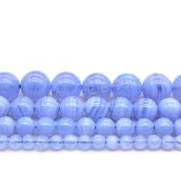 Blauer Chalcedony Perle, Naturstein, rund, poliert, DIY & verschiedene Größen vorhanden, violett, verkauft von Strang