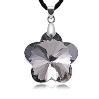 Кристалл ожерелье, цинковый сплав, с кожаный шнур & Кристаллы, Форма цветка, Мужская, Кристалл CAL, продается PC