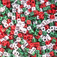 Acryl Alphabet Perlen, Würfel, zufällig gesendet & Weihnachts-Design & DIY & Emaille & großes Loch, gemischte Farben, 7x7mm, verkauft von Tasche