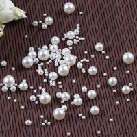 ABS perla de los granos de plástico, Perlas de plástico ABS, Esférico, barniz de secado al horno, Bricolaje & diverso tamaño para la opción, Blanco, Vendido por Bolsa