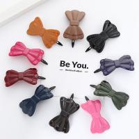 Hair Clip, ABS Plastic, Bowknot, mixed colors, 60mm 