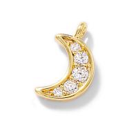 Cubic Zirconia Micro Pave Brass Pendant, Moon, gold color plated, DIY & micro pave cubic zirconia, metallic color plated, nickel, lead & cadmium free Approx 1mm 