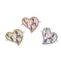 Cubic Zirconia Micro Pave Brass Connector, Heart, plated, micro pave cubic zirconia & 1/2 loop Approx 2mm 