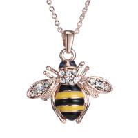 Zinc Alloy Necklace, with Rhinestone, Bee, fashion jewelry & for woman, yellow 