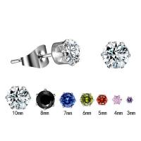 Zinc Alloy Stud Earring, Stud Earring, with Cubic Zirconia, Round, fashion jewelry & for woman 