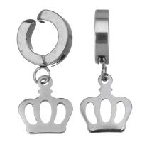 Stainless Steel Clip Earrings, Crown, plated, fashion jewelry & for woman  