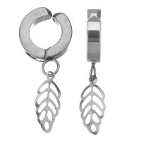 Stainless Steel Clip Earrings, Leaf, plated, fashion jewelry & for woman  