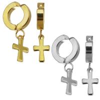 Stainless Steel Clip Earrings, Cross, plated, fashion jewelry & for woman 
