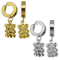 Stainless Steel Clip Earrings, Bear, plated, fashion jewelry & for woman 