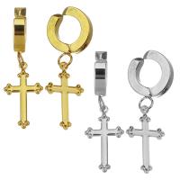 Stainless Steel Clip Earrings, Cross, plated, fashion jewelry & for woman 