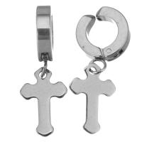 Stainless Steel Clip Earrings, Cross, plated, fashion jewelry & for woman  