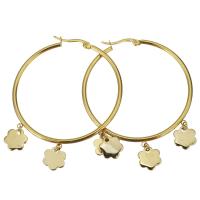 Stainless Steel Hoop Earring, Flower, plated, fashion jewelry & for woman  
