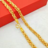 Brass Cable Link Necklace Chain, Dragon, gold color plated, folk style golden, 9mm 