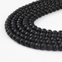 Schwarzer Stein Perle, rund, schwarz, 8x8x8mm, 48PC/Strang, verkauft von Strang