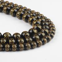 Natürliche schwarze Achat Perlen, Schwarzer Achat, rund, schwarz, 8x8x8mm, 48PC/Strang, verkauft von Strang