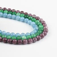 Gefärbter Marmor Perlen, rund, keine, 6x6x6mm, 63PC/Strang, verkauft von Strang